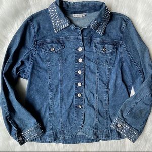 Ann Trinity Light Wash Denim Studded Jacket